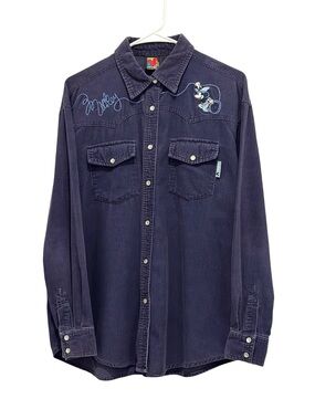 Vintage Mickey Unlimited Disney Corduroy Embroidered Pearl Snap Buttondown Small